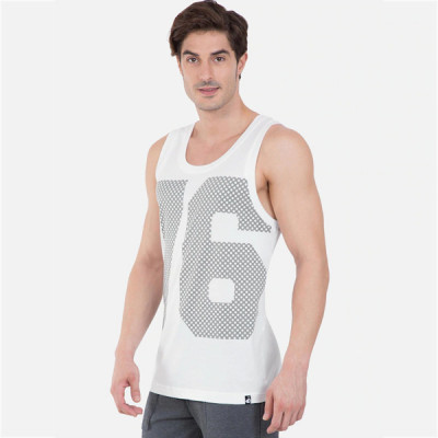 Men White & Grey Printed Gym Vest 9928-0105