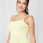 "Women Solid A-line Sleeveless Skater Dress "