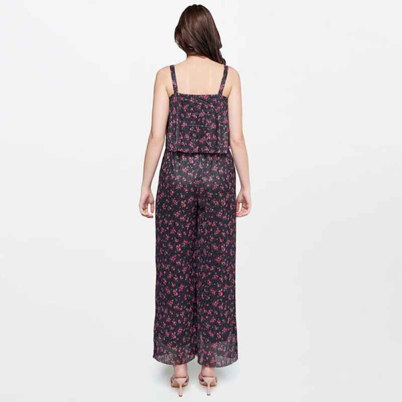 Floral Printed Shoulder Strap Basic Jumpsuit