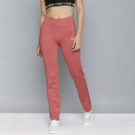 Women Mauve Solid Straight Fit Track Pant