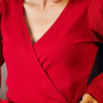 Women Red Wrap Top