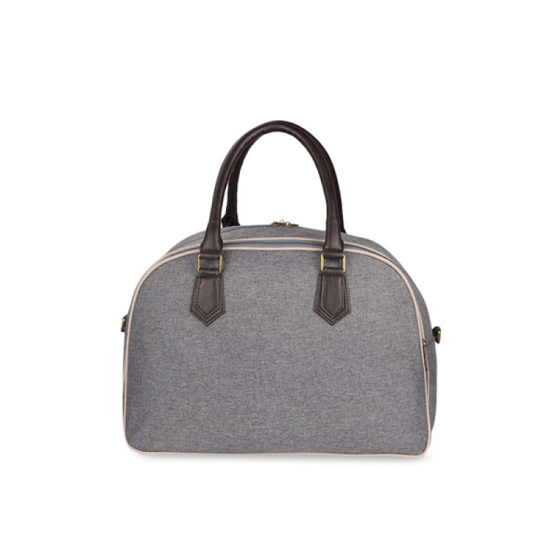 Unisex Grey Solid Tapestry Fabric Travel Duffle Bag