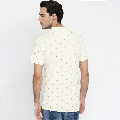 Men Off-White Printed Polo Collar Pure Cotton T-shirt