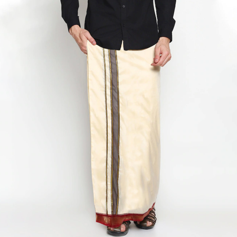 Men Pack Of 2 Cream-Coloured Solid Readymade Dhoti