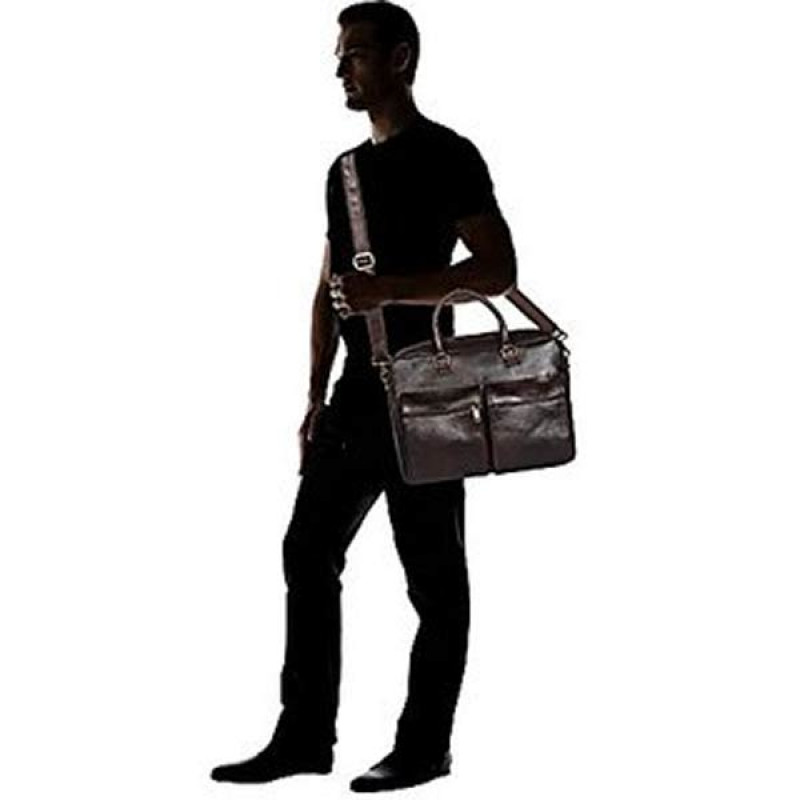 O.K. INTERNATIONAL 15.6 Laptop 100 Genuine Leather Brown Two-tone Leather Laptop Bag for Men Office