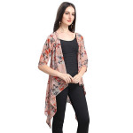 Serein Women's Shrug (Light peach floral print Shrug / Jacket with 3/4th sleeves)