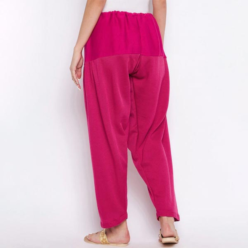 Women Magenta Solid Wool Loose-Fit Salwar